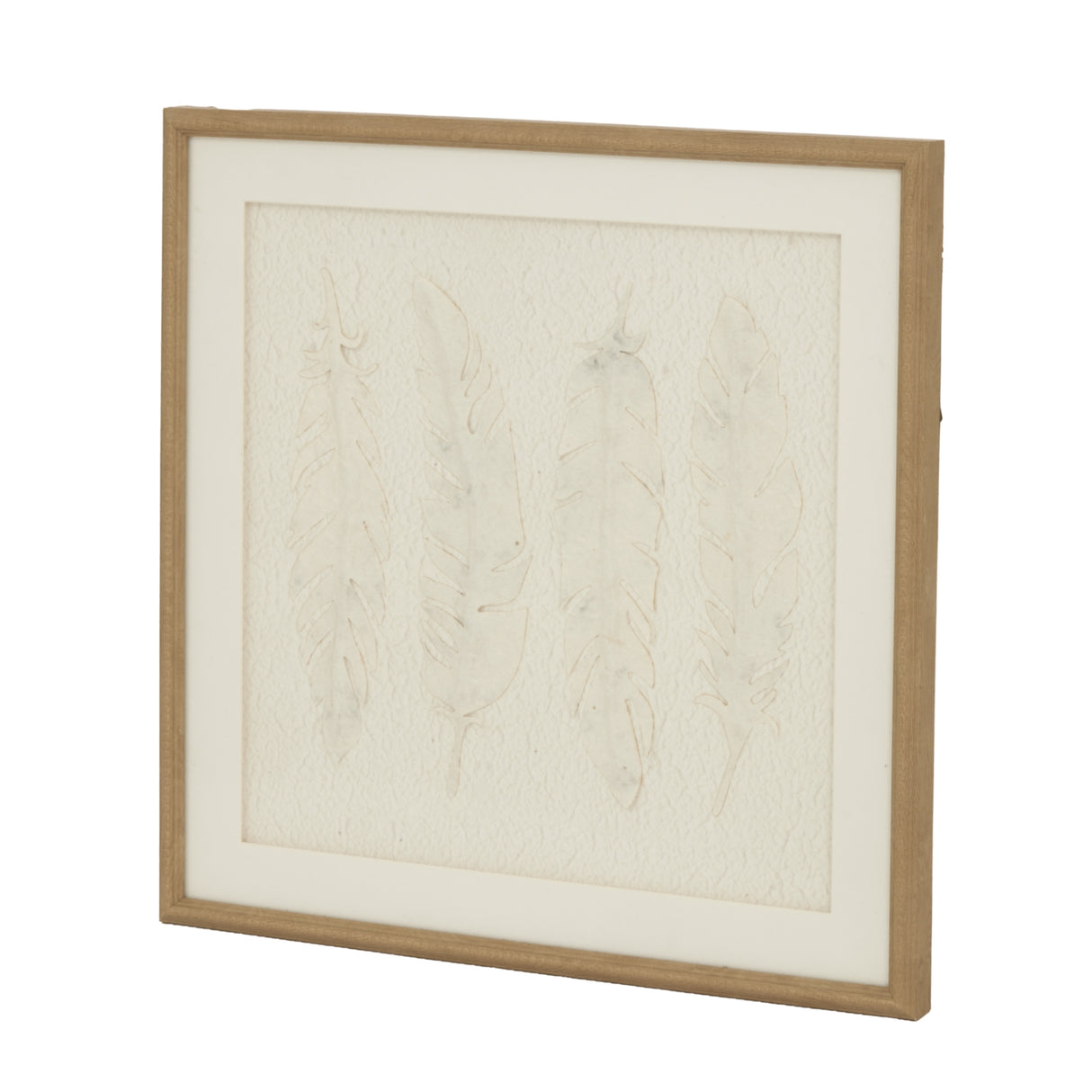Margot White Feathers Art Mounted In Beaded Frame