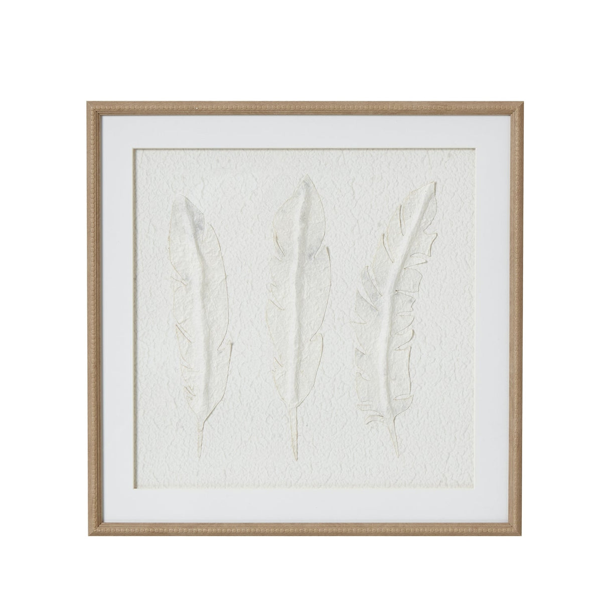 Clio White Feathers Art Mounted In Beaded Frame