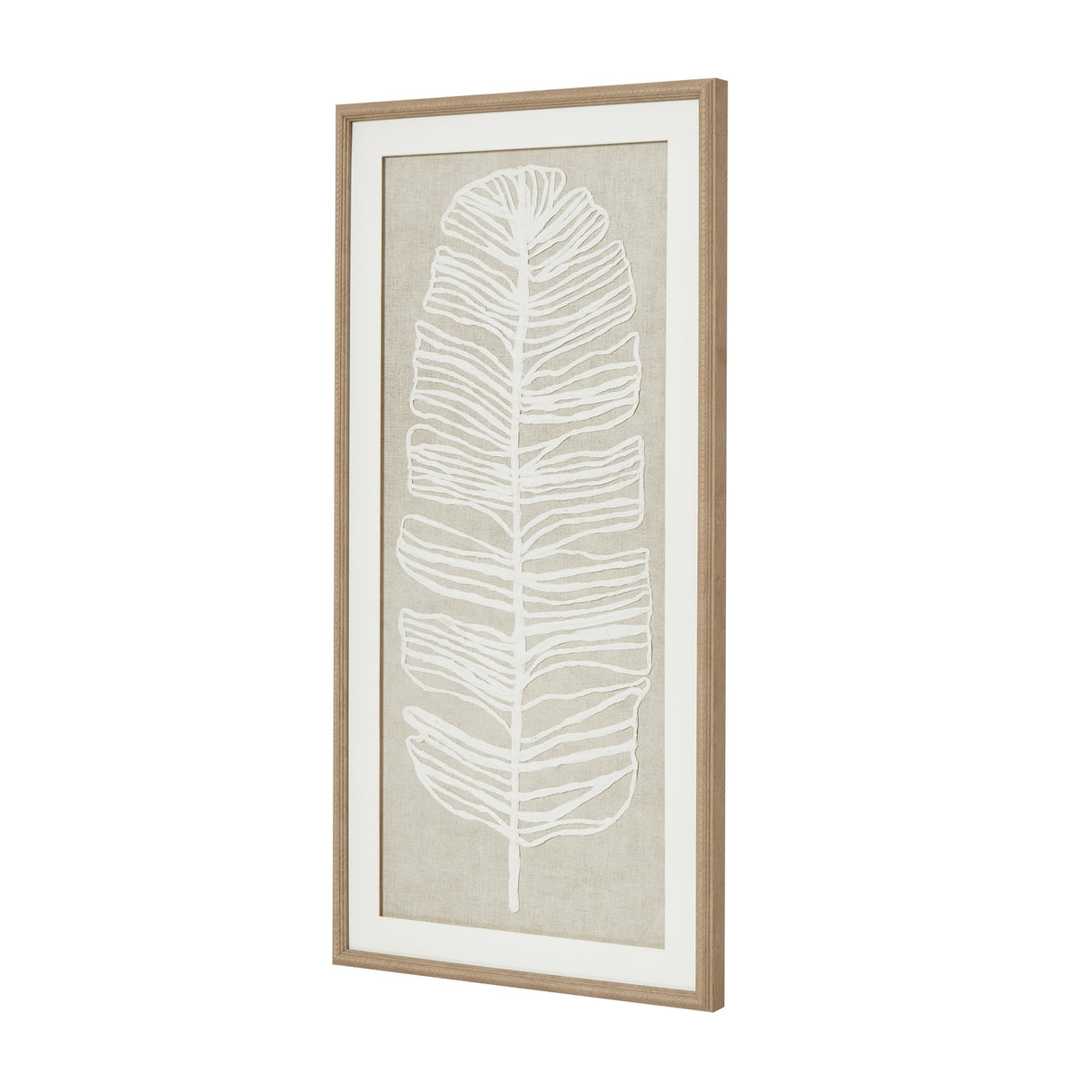 large plume white feather art mounted in beaded frame