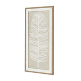 large plume white feather art mounted in beaded frame