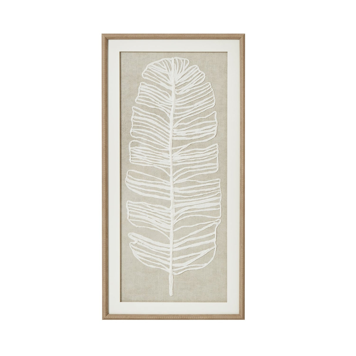 Cloe Large White Feather Art Mounted In Beaded Frame