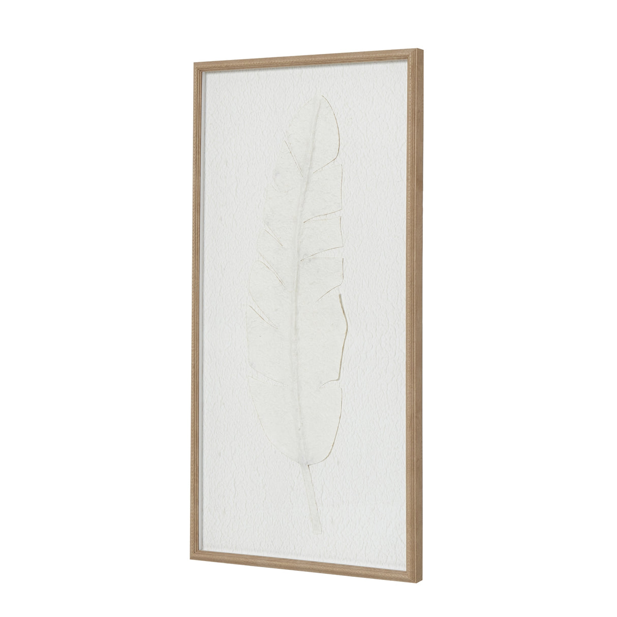 large quill white feather art mounted in beaded frame