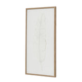 large quill white feather art mounted in beaded frame