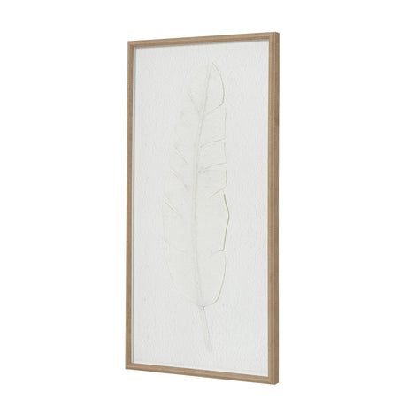 large quill white feather art mounted in beaded frame