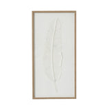 large quill white feather art mounted in beaded frame