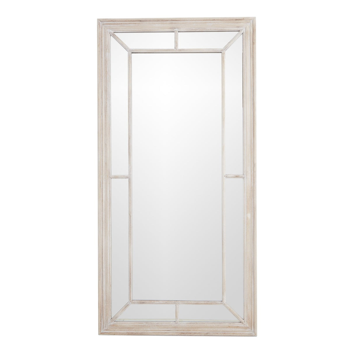 Juliette Large Washed Wood Framed Window Mirror