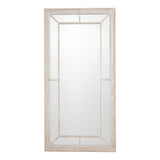 large washed wood framed window mirror
