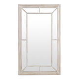 washed wood framed window mirror