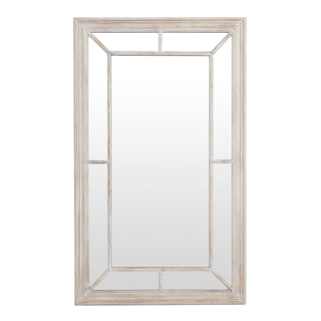 washed wood framed window mirror