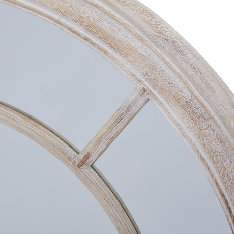 washed wood framed round mirror