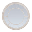 washed wood framed round mirror
