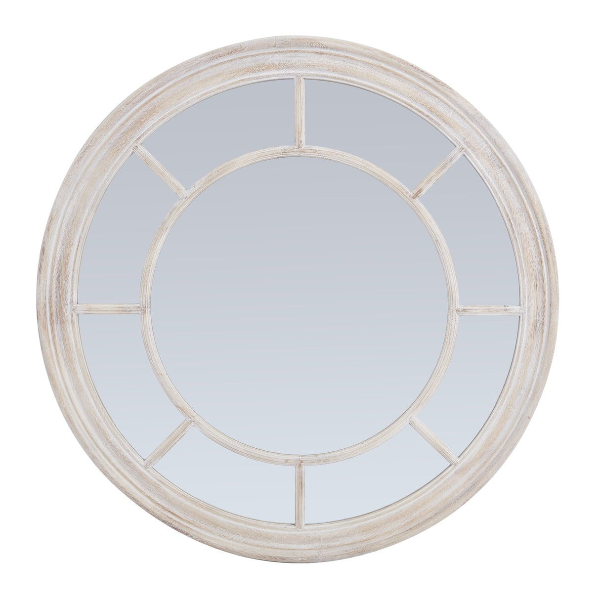 Roxane Washed Wood Framed Round Mirror