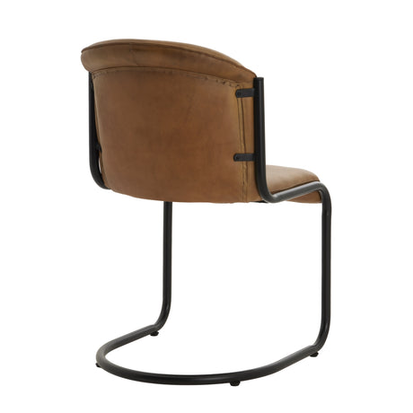 billy leather curved dining chair