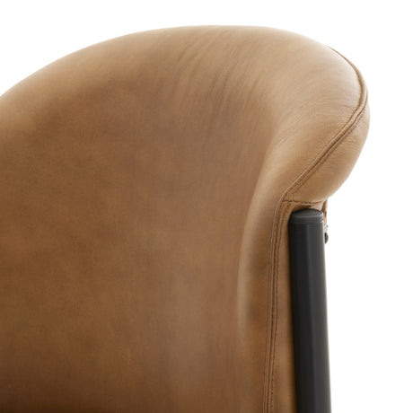billy leather curved dining chair