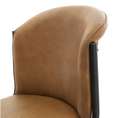 billy leather curved dining chair