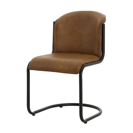 billy leather curved dining chair
