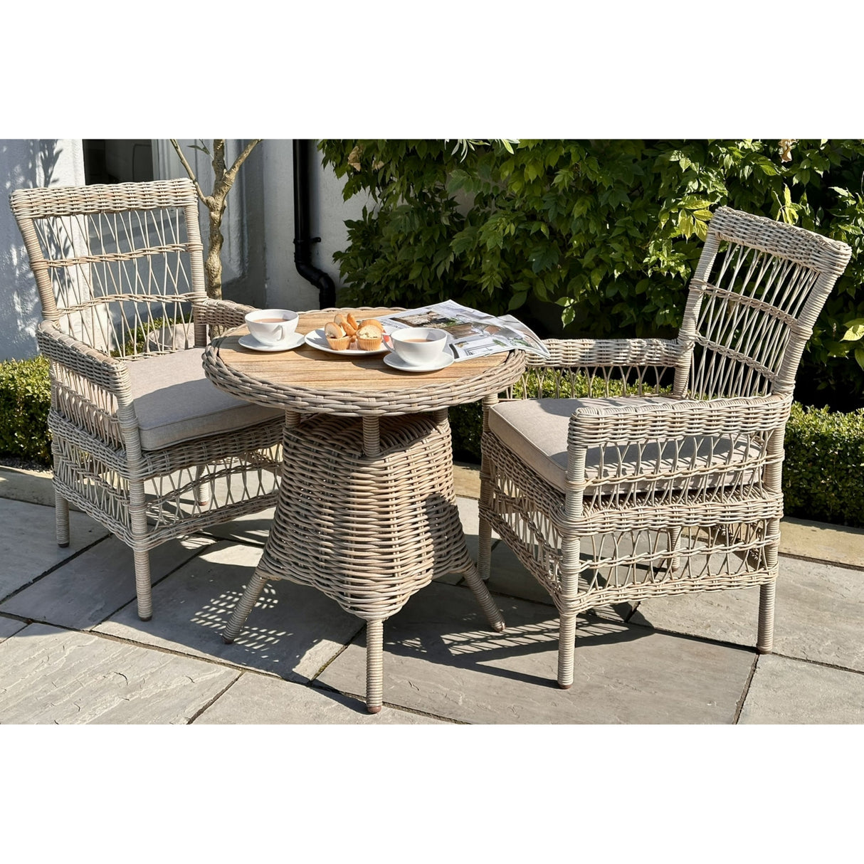 amalfi collection outdoor bistro table with wood top