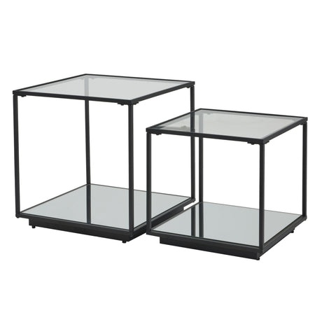 lennox black framed set of 2 side tables