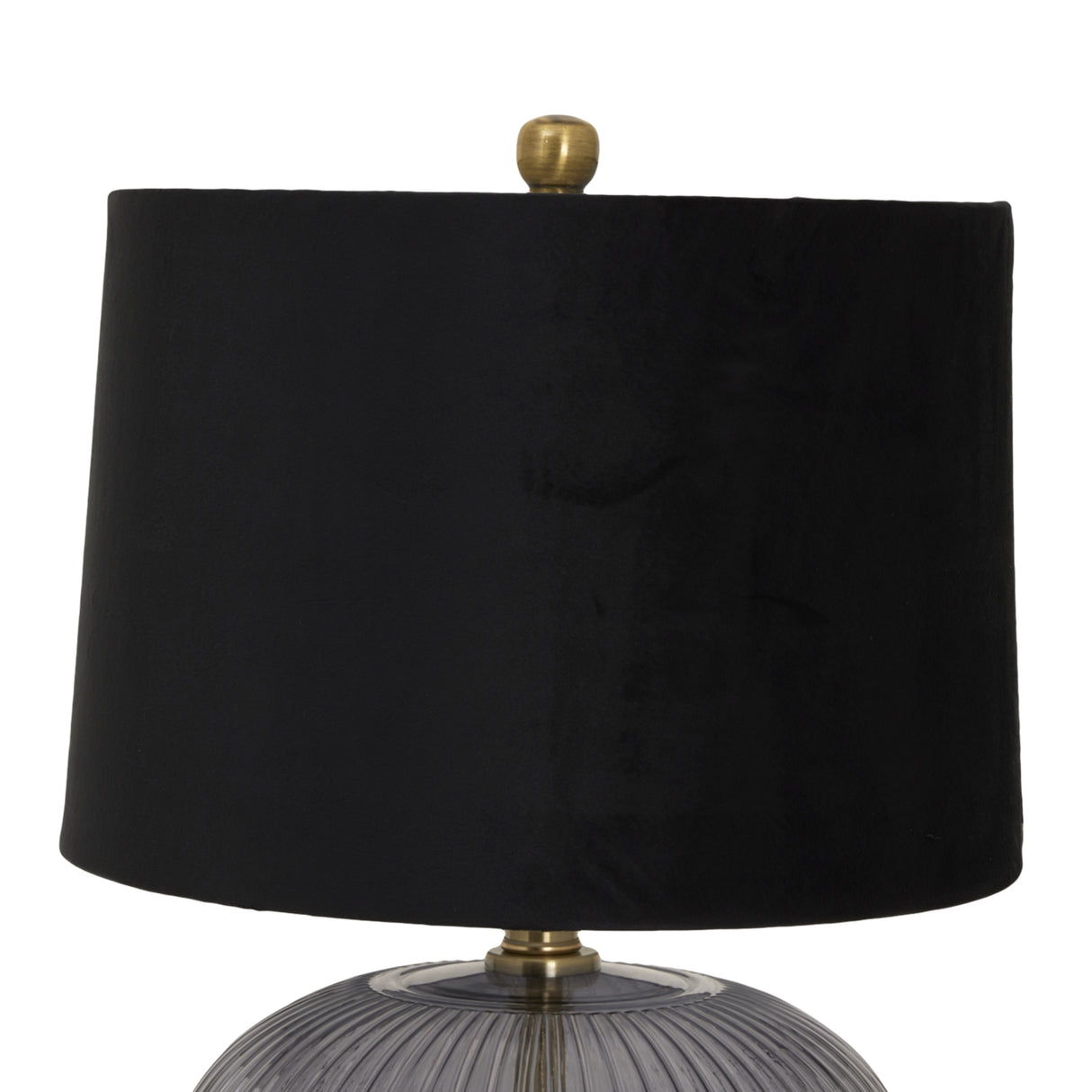 luxton glass ribbed lamp with black velvet shade