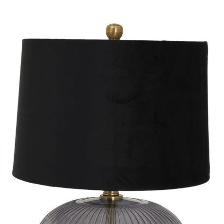 luxton glass ribbed lamp with black velvet shade