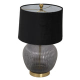 luxton glass ribbed lamp with black velvet shade