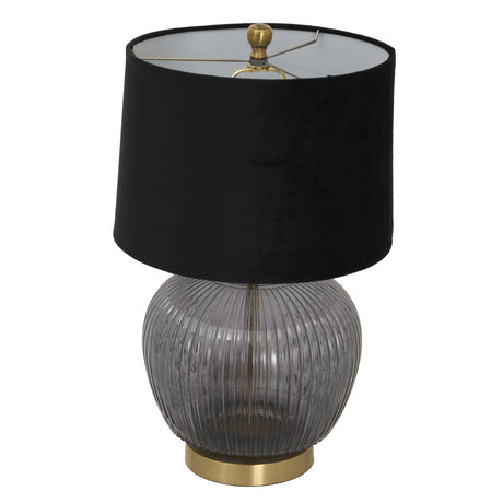 luxton glass ribbed lamp with black velvet shade