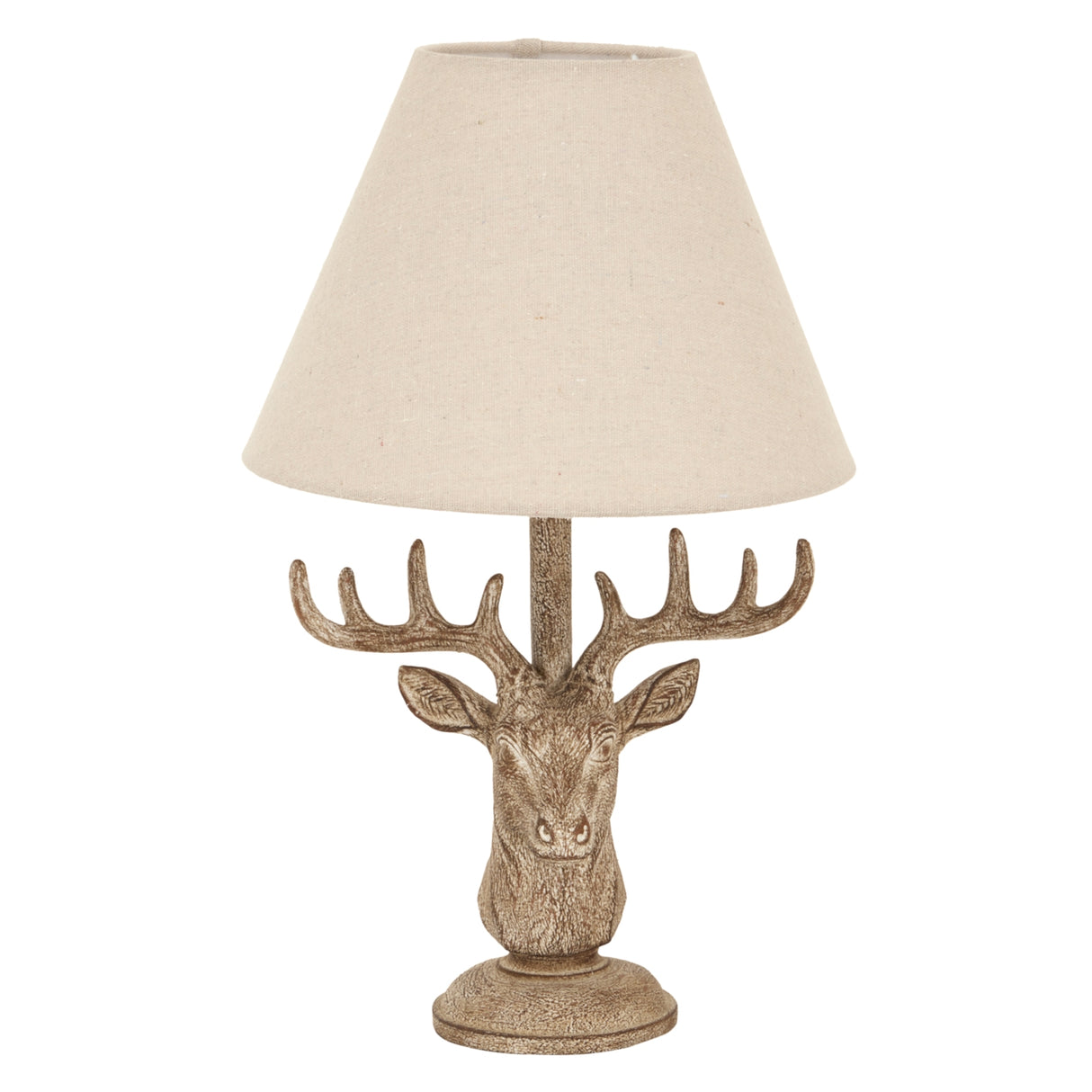 Amelie Stonewashed Stag Head Table Lamp With Linen Shade