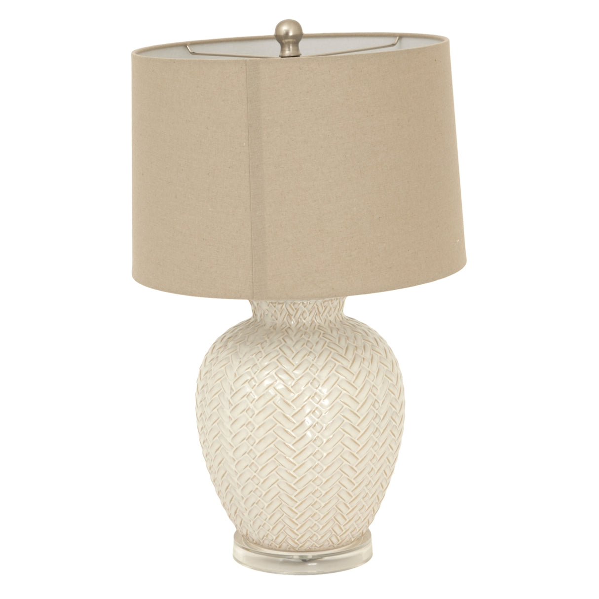 Alice Weave Ceramic Table Lamp With Linen Shade