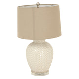 Alice Weave Ceramic Table Lamp With Linen Shade