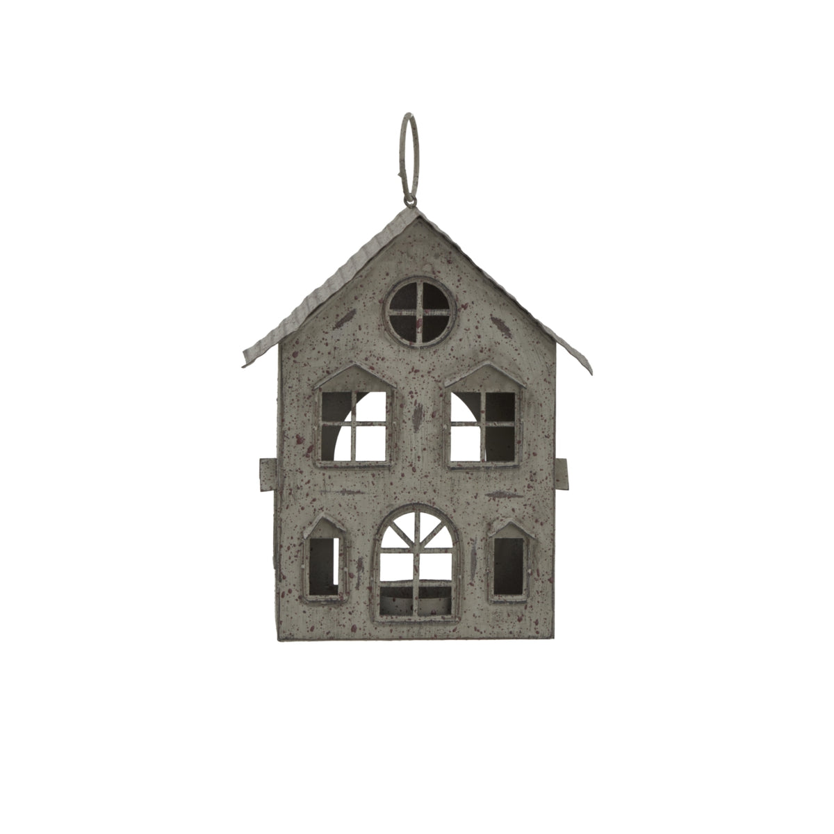 Margaux Rustic Metal Hanging House Tealight With Glass Votive
