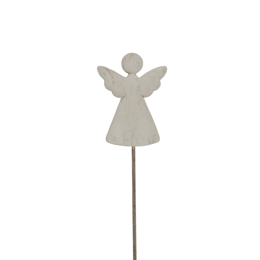 Yvette Whitewashed Angel On Stand