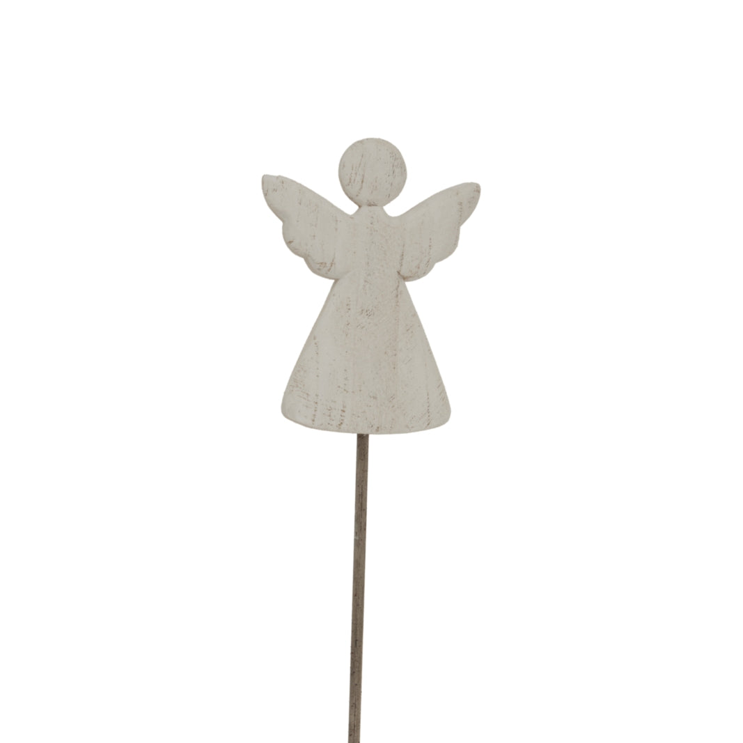 Yvette Large Whitewashed Angel On Stand