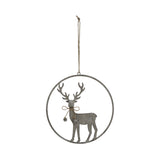 Celine Large Rustic Reindeer In Hoop Hanging Decoration