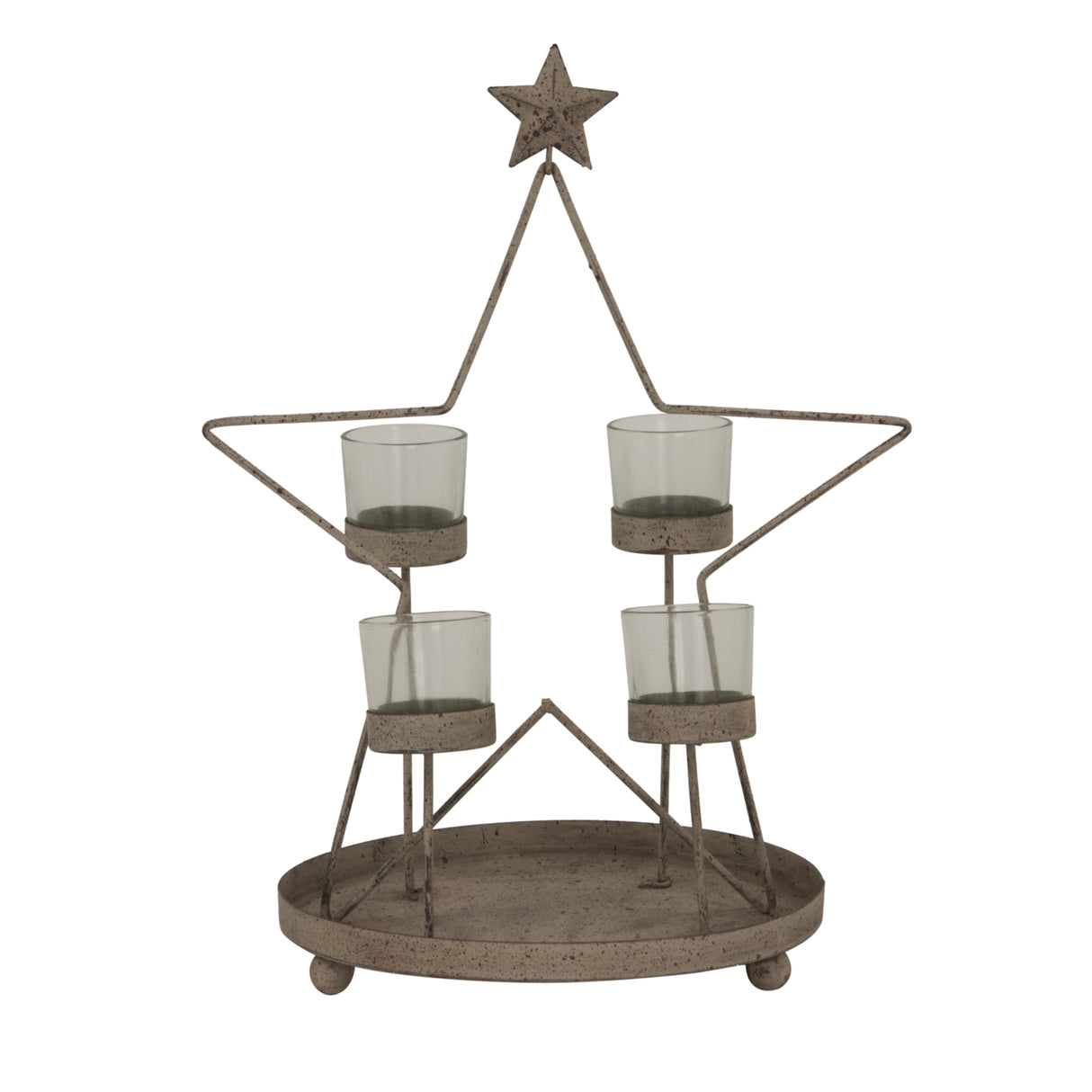 Amelia Outline Star With Four Glass Votives