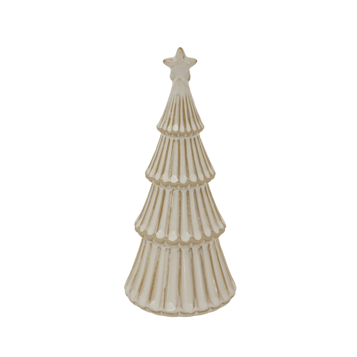 Oriane Medium Ceramic Snowy Layered Tree With Star