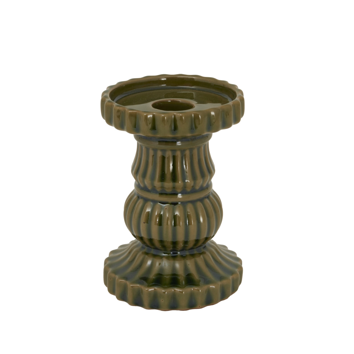 Oriane Olive Ceramic Pillar Candle Holder