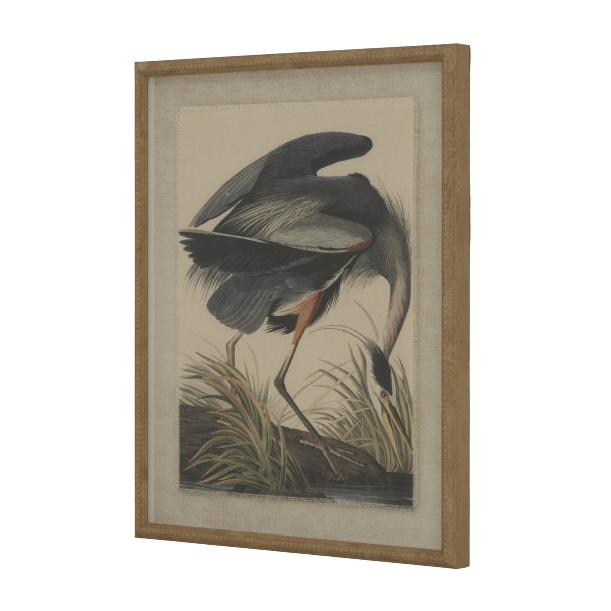 Aliénor Collection Heron On Linen In Beaded Frame