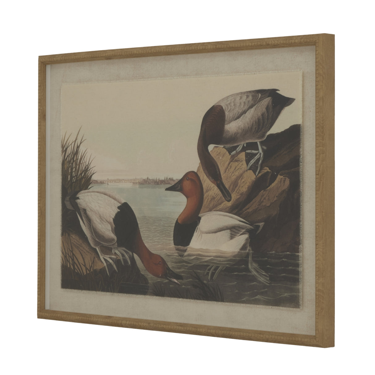 Aliénor Collection Pochards On Linen In Beaded Frame