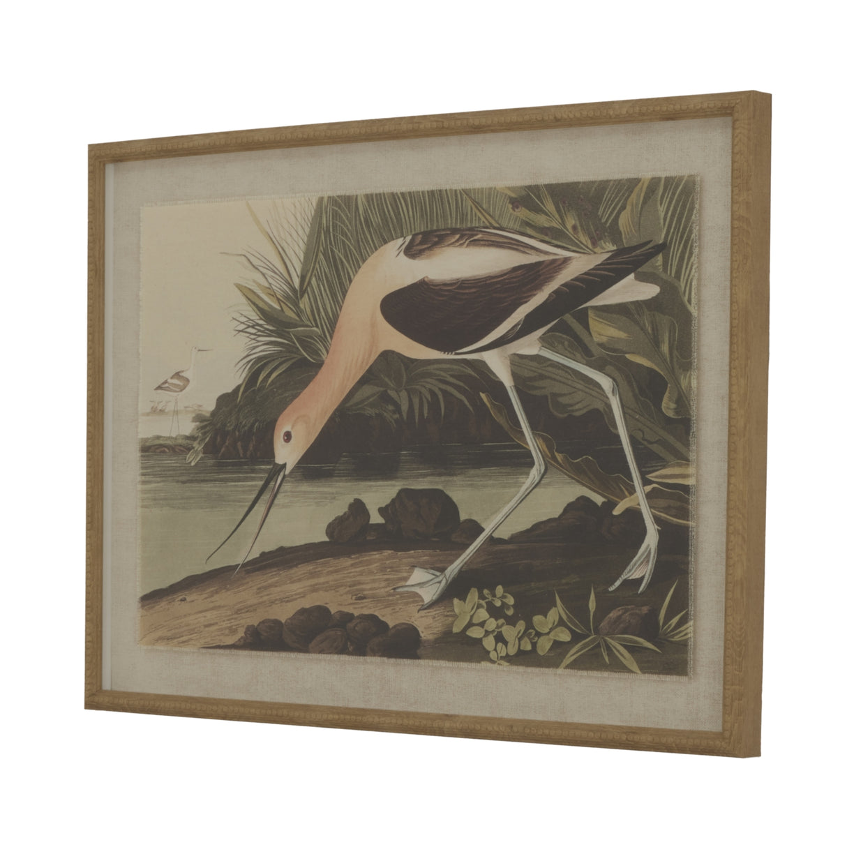 Aliénor Collection Avocet On Linen In Beaded Frame