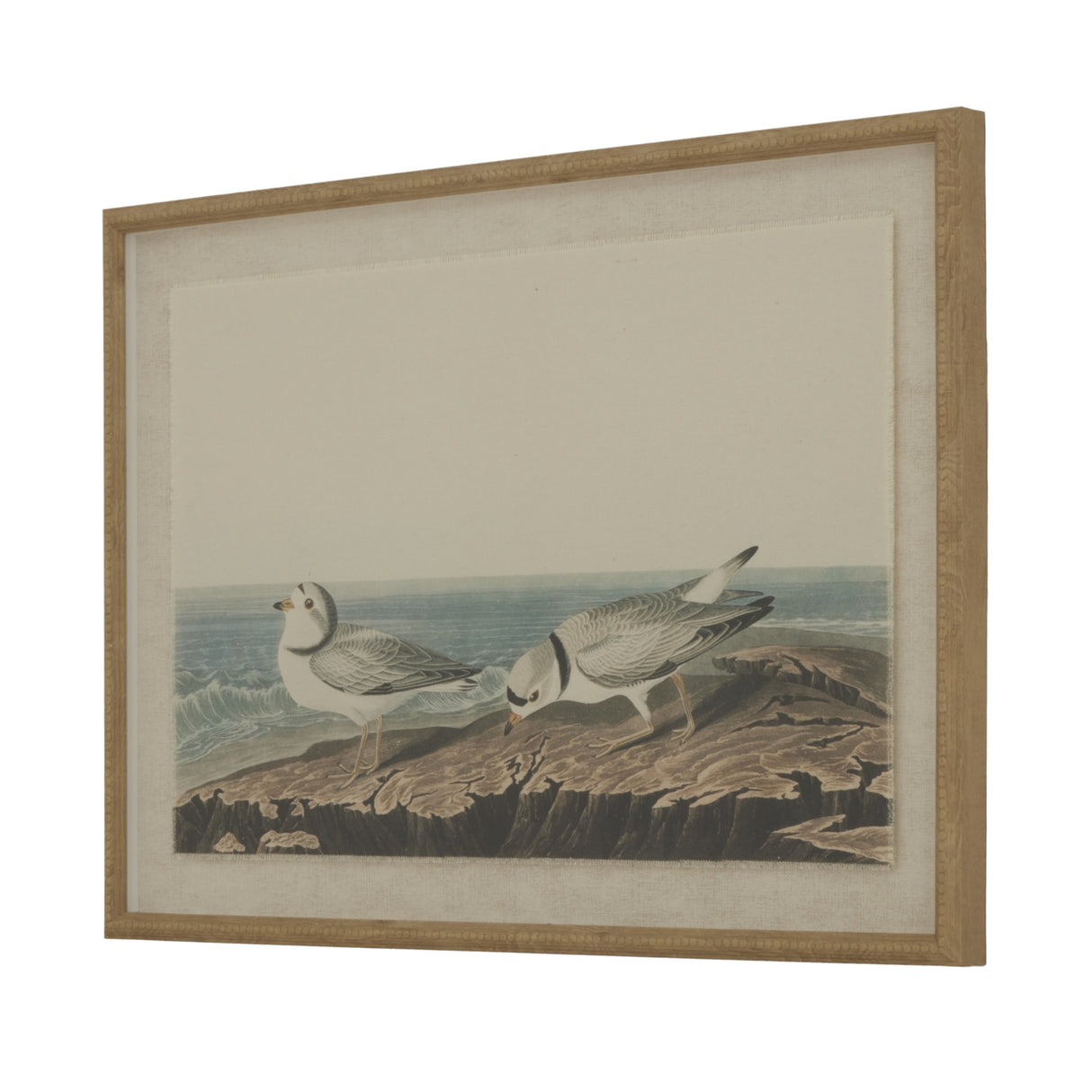 Aliénor Collection Plovers On Linen In Beaded Frame