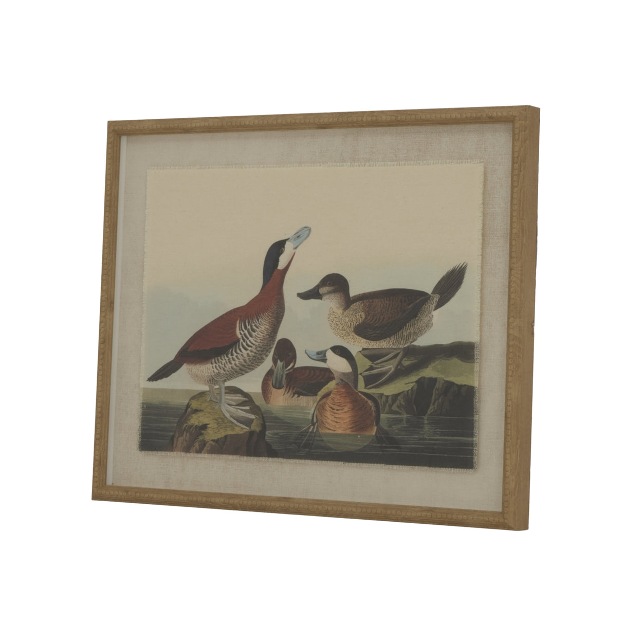 Aliénor Collection Ducks On Linen In Beaded Frame