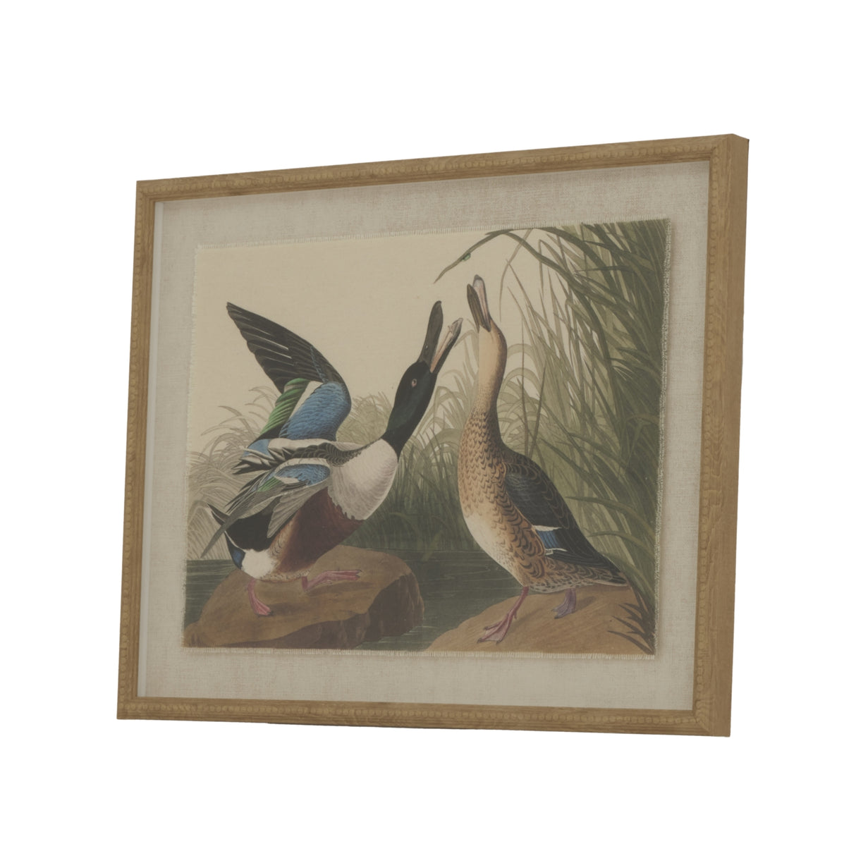 Aliénor Collection Mallards On Linen In Beaded Frame