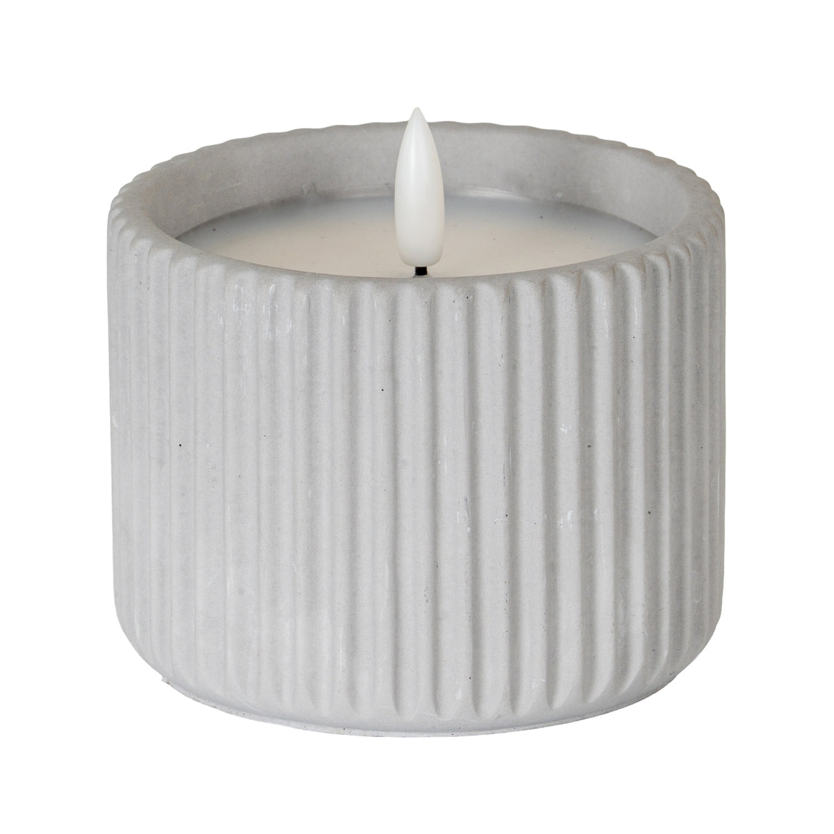 Leonie Natural Glow Chalk Ribbed Medium LED Candle