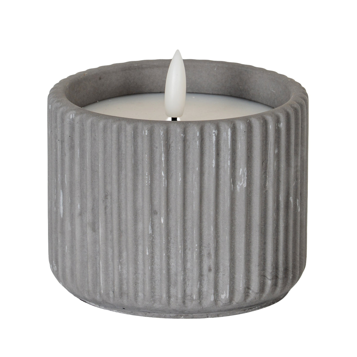 Isaline Natural Glow Grey Ribbed Medium LED Candle