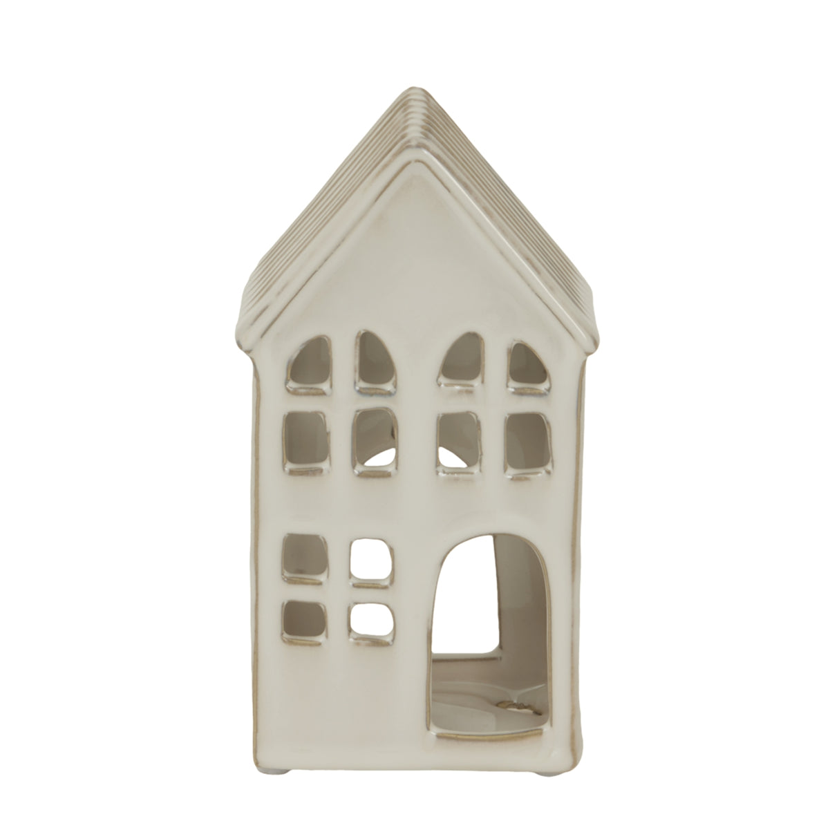 Manon Large White Ceramic House Tea Light Holder