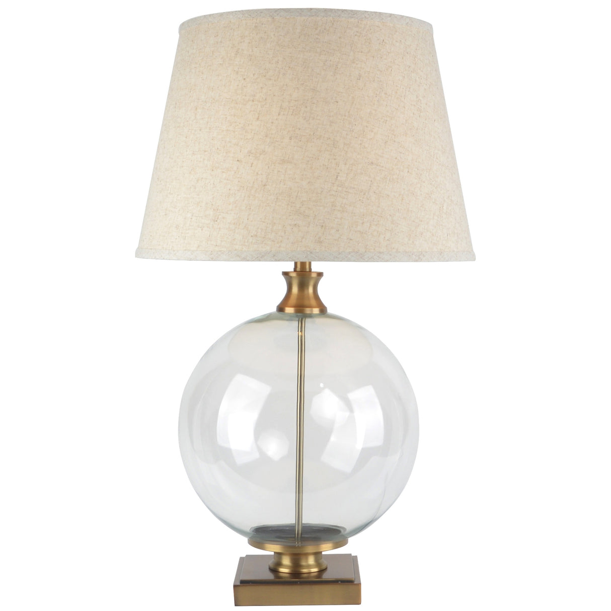 Cecile Glass Orb Table Lamp With Edged Linen Shade