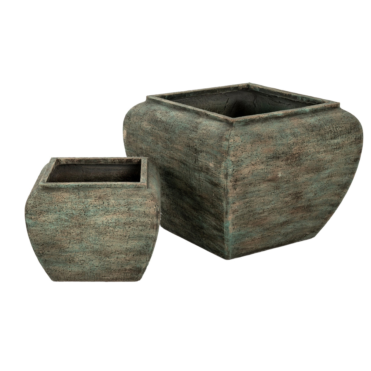 Ines Verdan Square Drum Set Of 2 Planters
