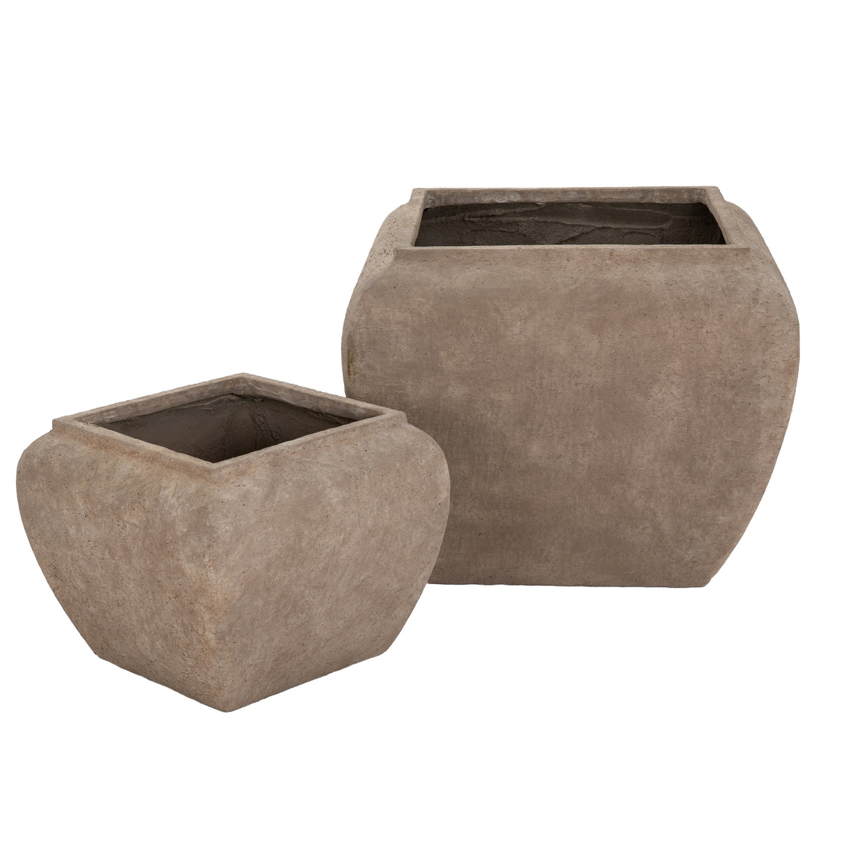 Aurore Umber Square Drum Set Of 2 Planters