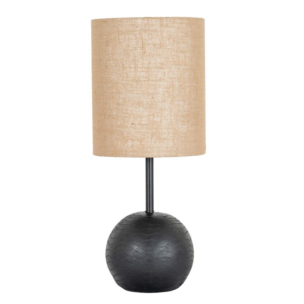 Elise Black Cannon Table Lamp With Hessian Shade