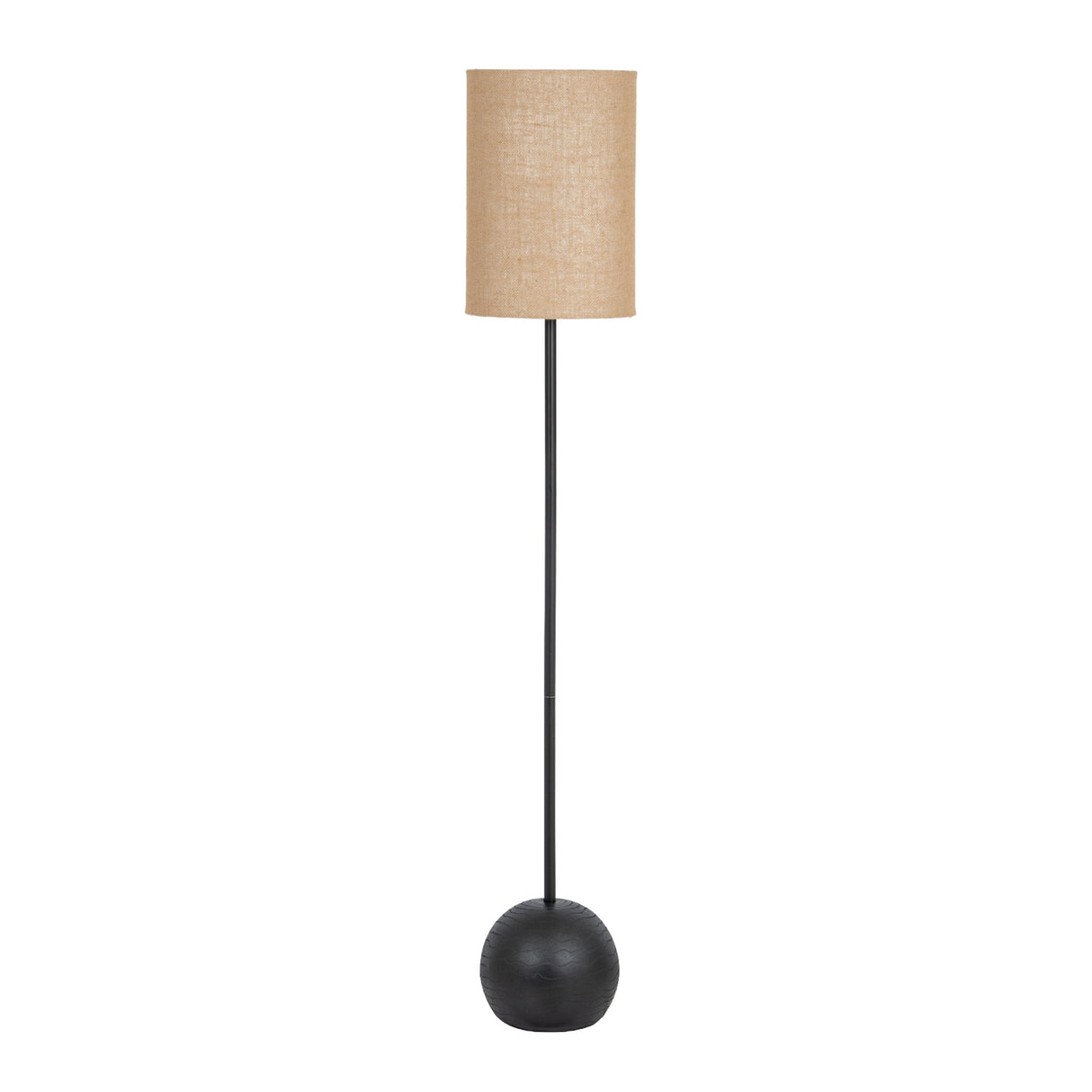 Elise Black Cannon Floor Lamp With Hessian Shade